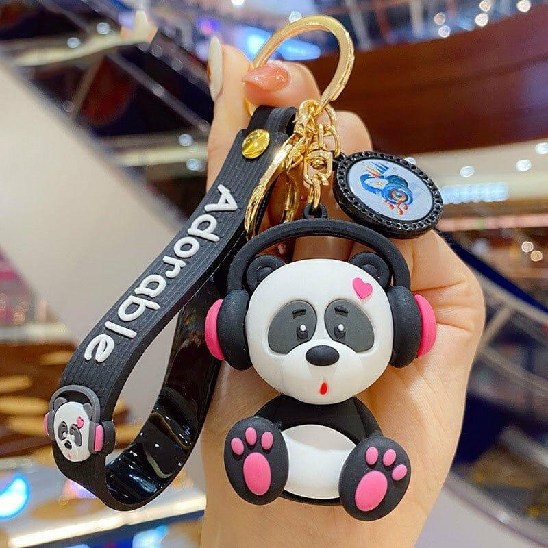 Panda Silicon Keychain With Bagcharm And Strap (Choose From Drop Down Menu) - ThePeppyStore