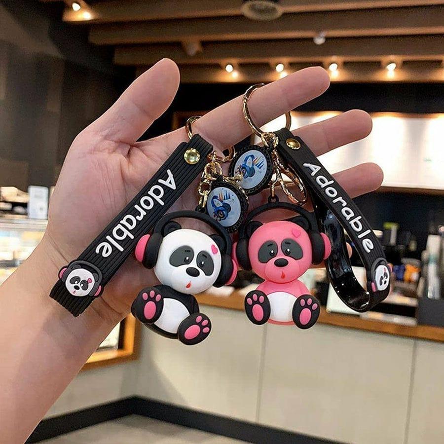 Panda Silicon Keychain With Bagcharm And Strap (Choose From Drop Down Menu) - ThePeppyStore