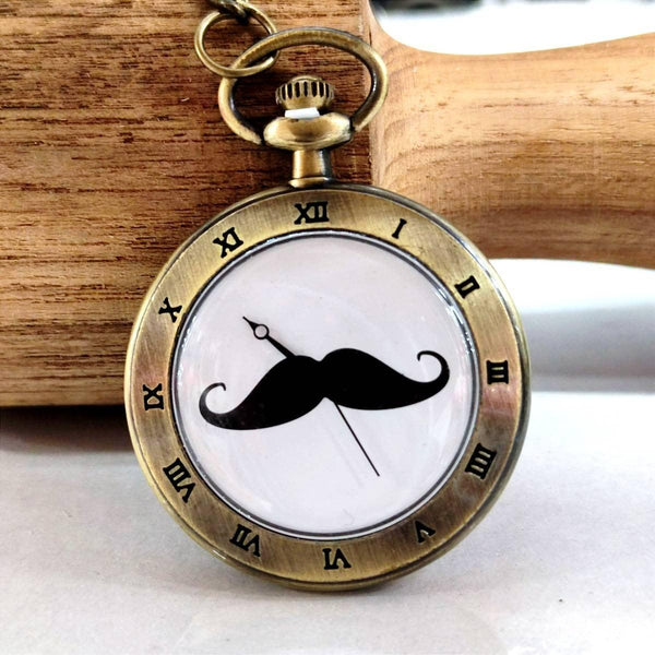 Moustache Pocket Watch with Keychain - ThePeppyStore
