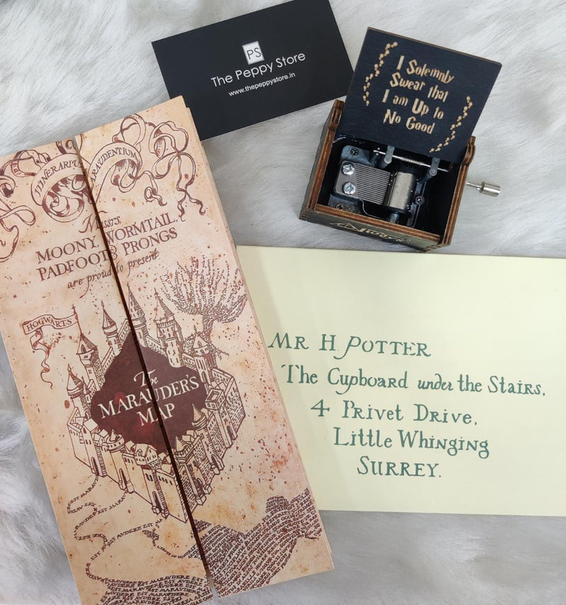Harry Potter Inspired Marauder's Map +  Music Box + Acceptance Letter Combo - ThePeppyStore