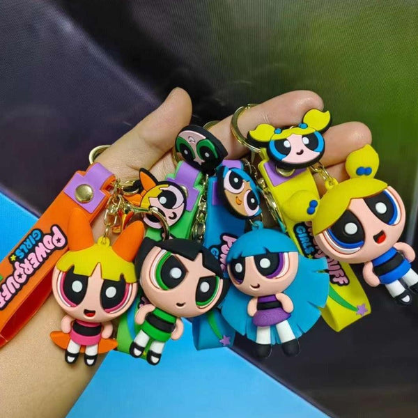 Powerpuff Keychain With Bagcharm and Strap (Select From Drop Down Menu) - ThePeppyStore