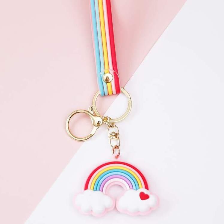 Rainbow Silicon Keychains with Bagcharm and Strap - ThePeppyStore