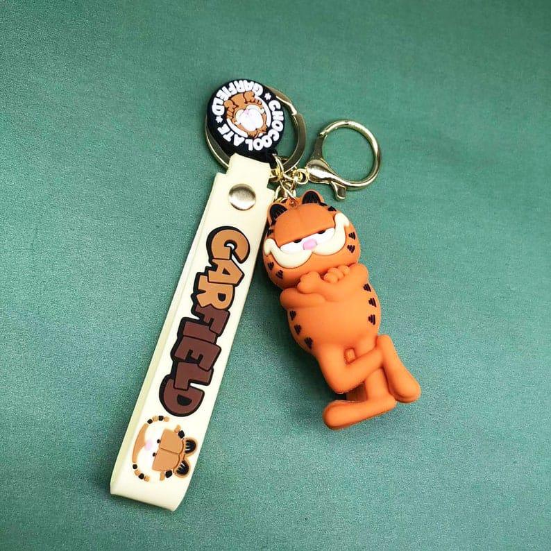 Garfield Silicon Keychain With Bagcharm and Strap (Select From Drop Down Menu) - ThePeppyStore
