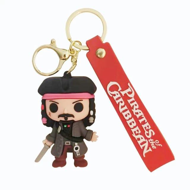 Jack Sparrow Silicon Keychain With Bagcharm and Strap (Select From Drop Down Menu) - ThePeppyStore