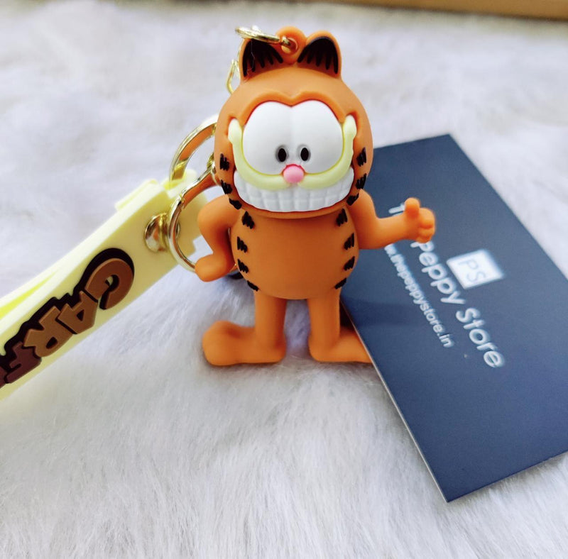 Garfield Silicon Keychain With Bagcharm and Strap (Select From Drop Down Menu) - ThePeppyStore