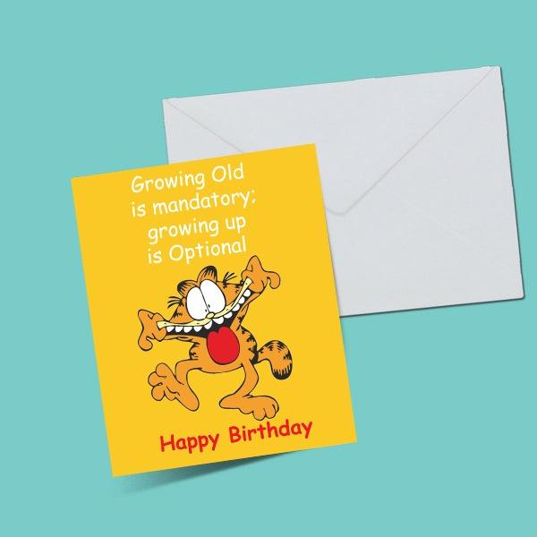 Garfield - Mandatory Optional Birthday Greeting Card - ThePeppyStore