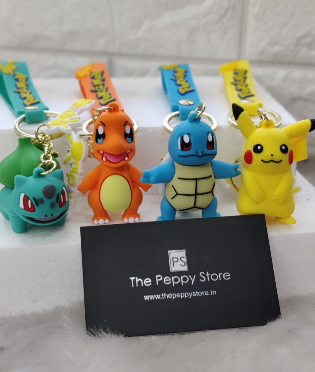 Pokemon Silicon Keychains  with Bag Charm and Strap(Select from Dropdown Menu) - ThePeppyStore