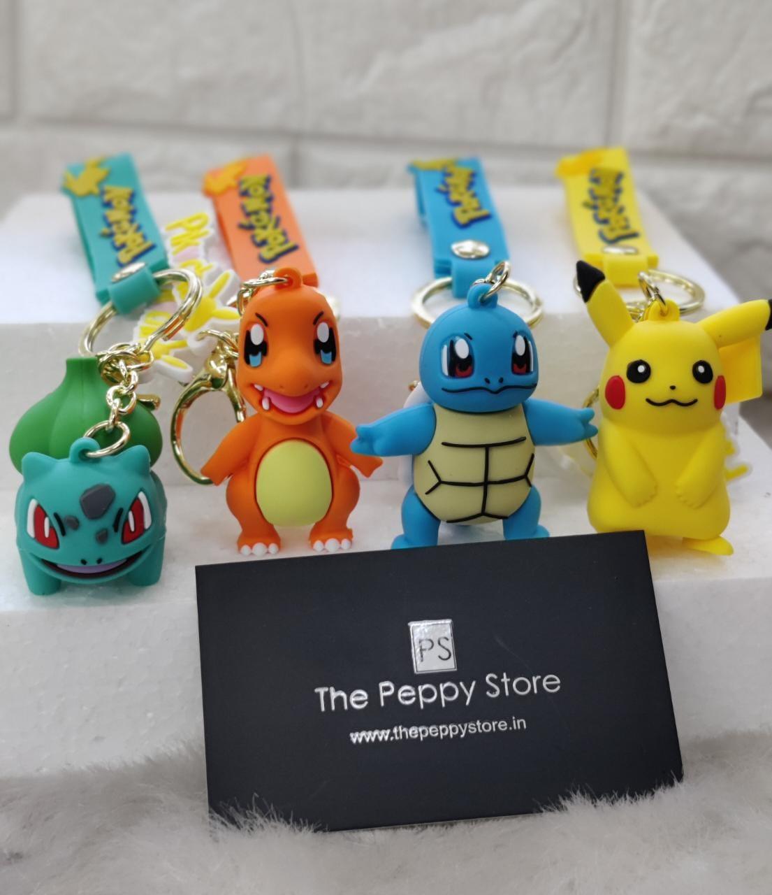 Pokemon Silicon Keychains  with Bag Charm and Strap(Select from Dropdown Menu) - ThePeppyStore