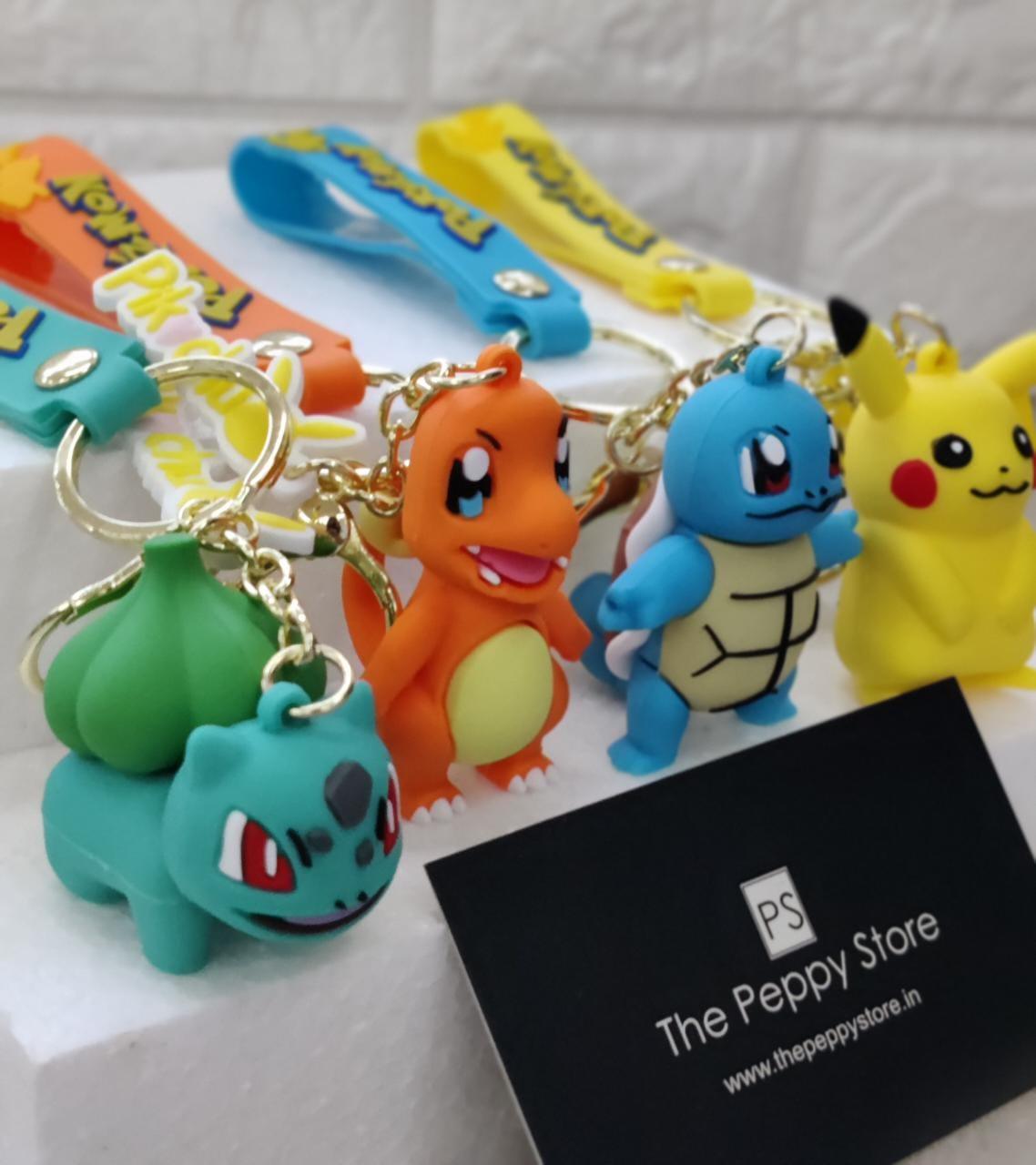 Pokemon Silicon Keychains  with Bag Charm and Strap(Select from Dropdown Menu) - ThePeppyStore