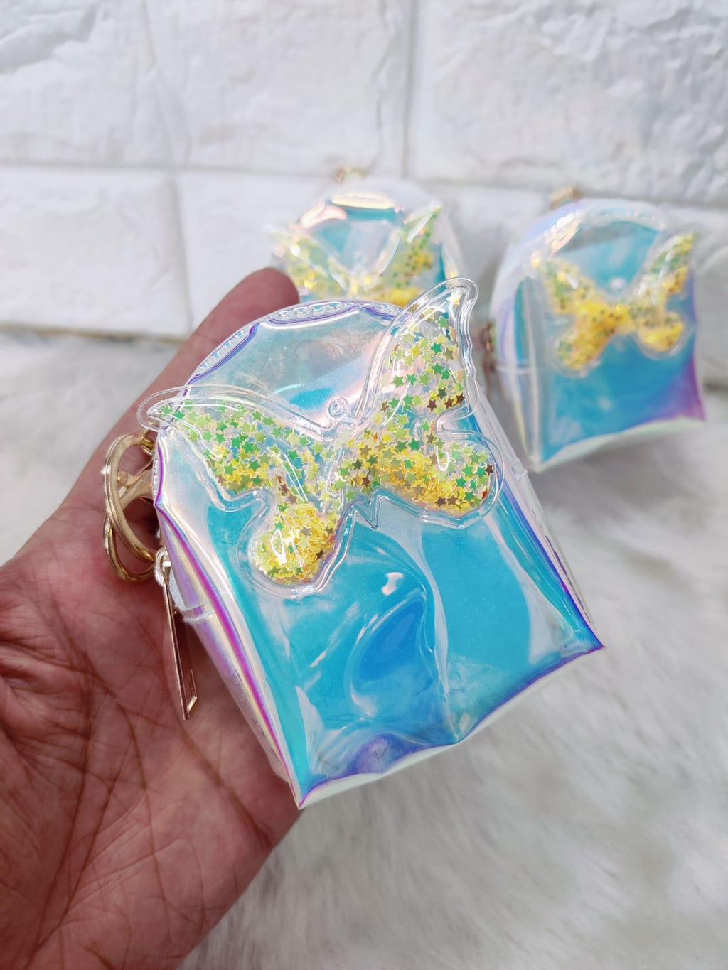 Holographic Mini Pouch+ Keychain+ Bagcharm- – ThePeppyStore