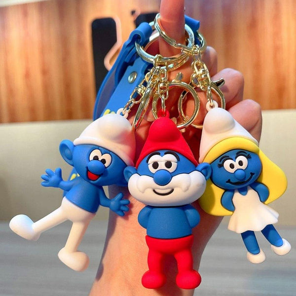 Smurfs Siicon 3D Keychain With Bagcharm And Strap (Select From Drop Down Menu) - ThePeppyStore