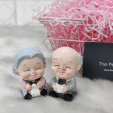 Cute Old Couple Sitting Desk Figures - 6cm -Set Of 2 - ThePeppyStore