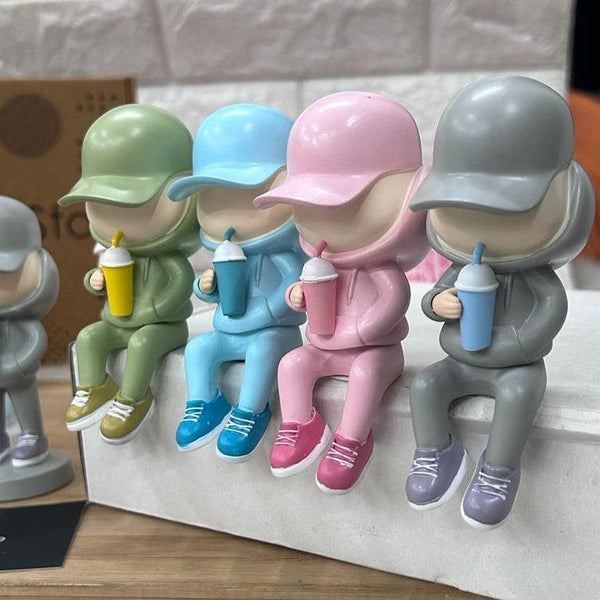 Boy With Cap Sitting Figure - 11 cm - (Select From Drop Down Menu) - ThePeppyStore