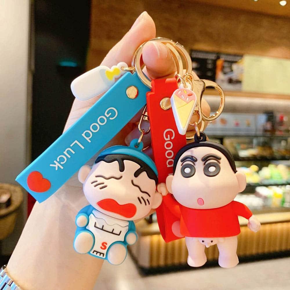 Shinchan Silicon Keychain with Bagcharm and Strap (Choose From Dropdown) - ThePeppyStore