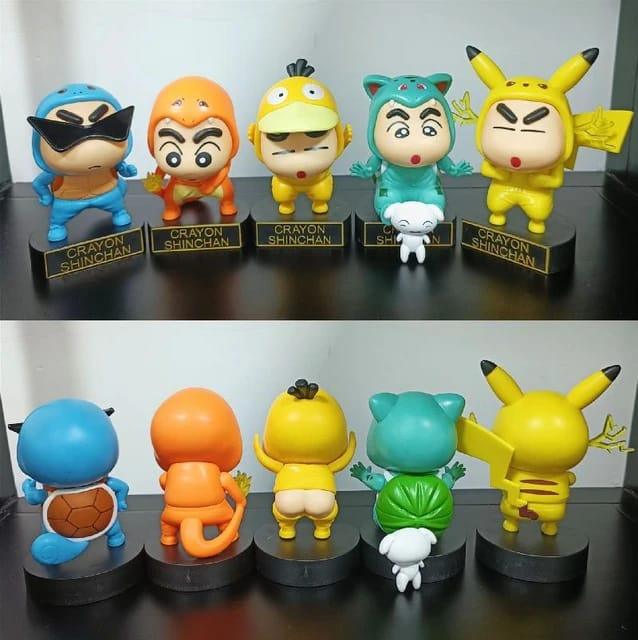 Shinchan Figure Set of 5 - Pokemon's Version - ThePeppyStore