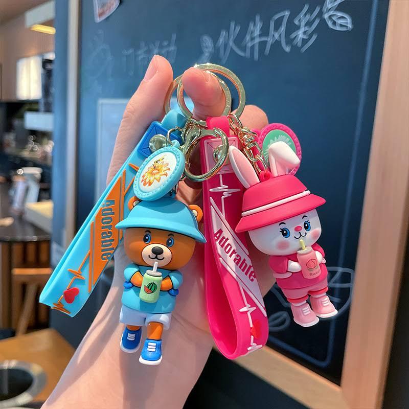 Cute Animal Silicon Keychain With Bagcharm and Strap (Select From Drop Down Menu) - ThePeppyStore
