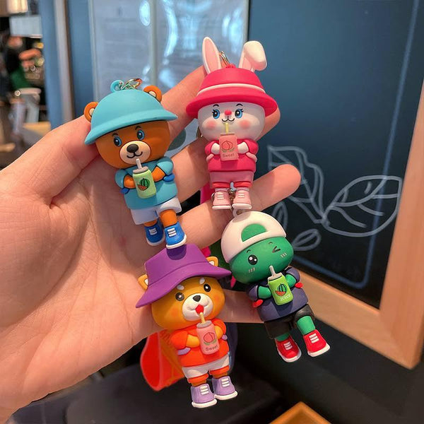 Cute Animal Silicon Keychain With Bagcharm and Strap (Select From Drop Down Menu) - ThePeppyStore