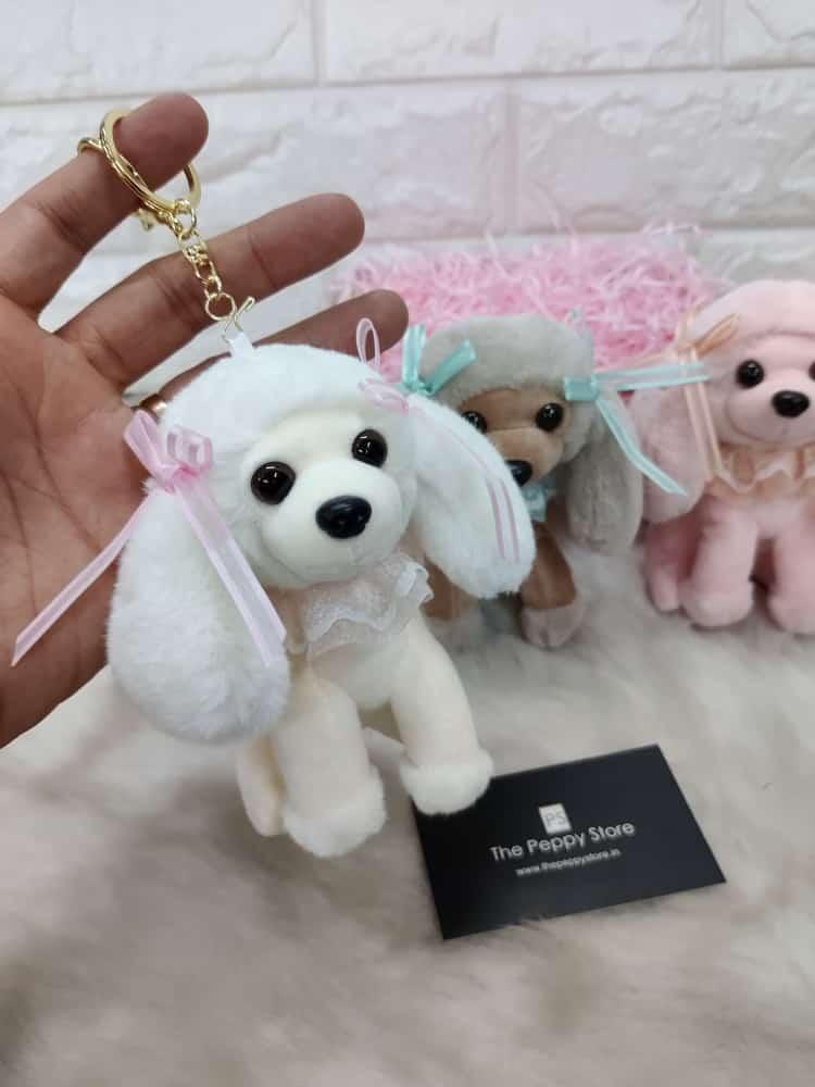 Cute Dog Keychain With Bagcharm (Select From Drop Down Menu) White