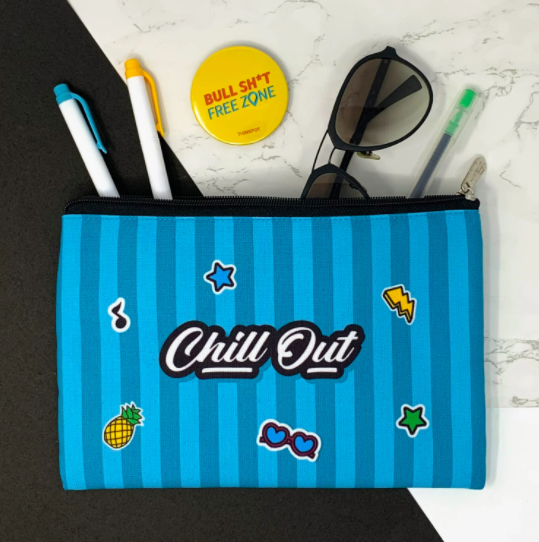 CHILL OUT CANVAS LARGE POUCH - ThePeppyStore