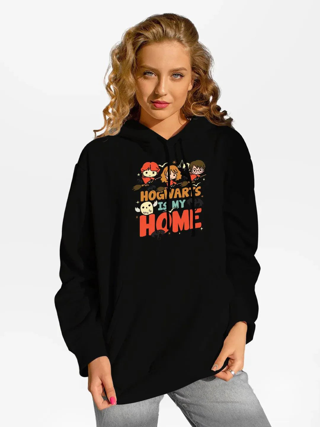 Harry and the Gang Womens Black Hoodie - ThePeppyStore