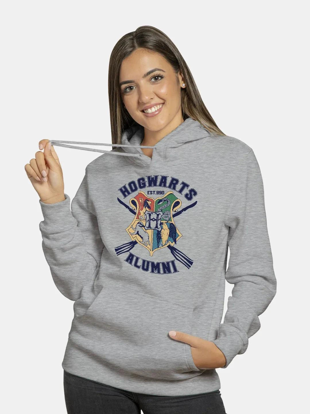 Hogwarts Sigil Womens Grey Hoodie - ThePeppyStore