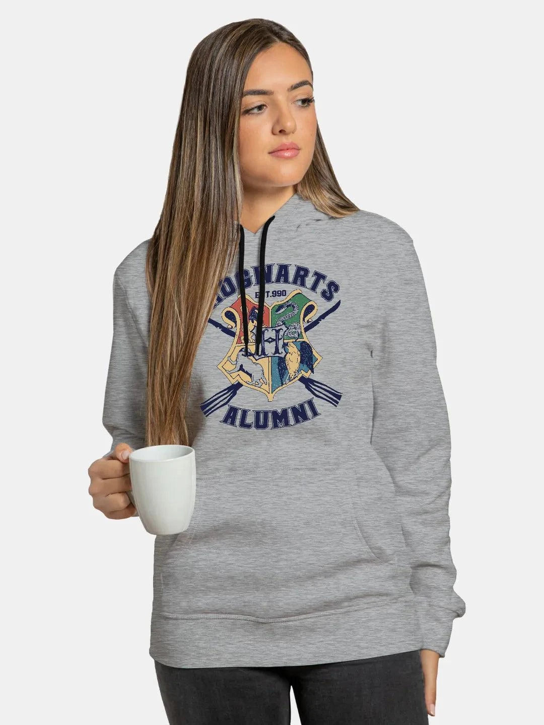 Hogwarts Sigil Womens Grey Hoodie - ThePeppyStore