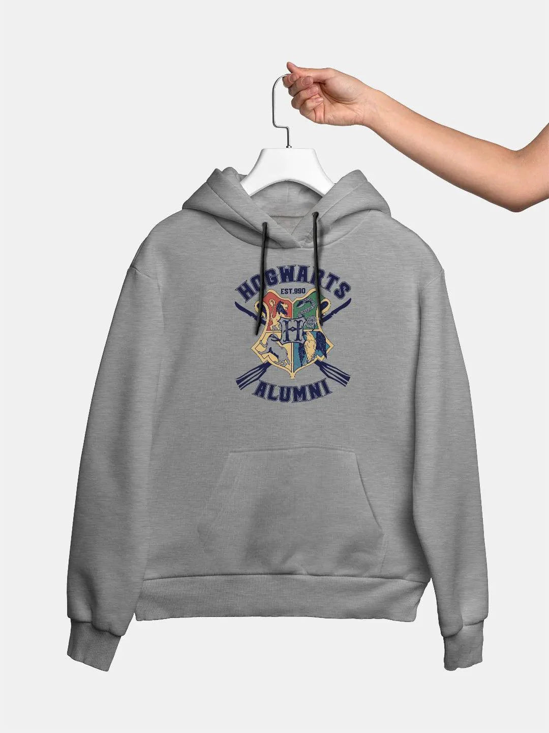 Hogwarts Sigil Womens Grey Hoodie - ThePeppyStore