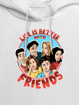 Life is better with Friends Womens Hoodie White Colour - ThePeppyStore