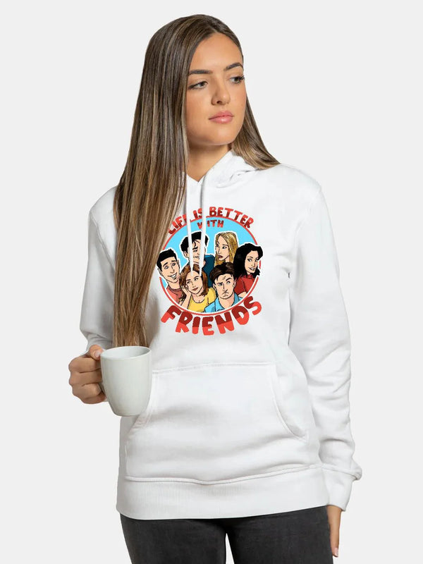 Life is better with Friends Womens Hoodie White Colour - ThePeppyStore
