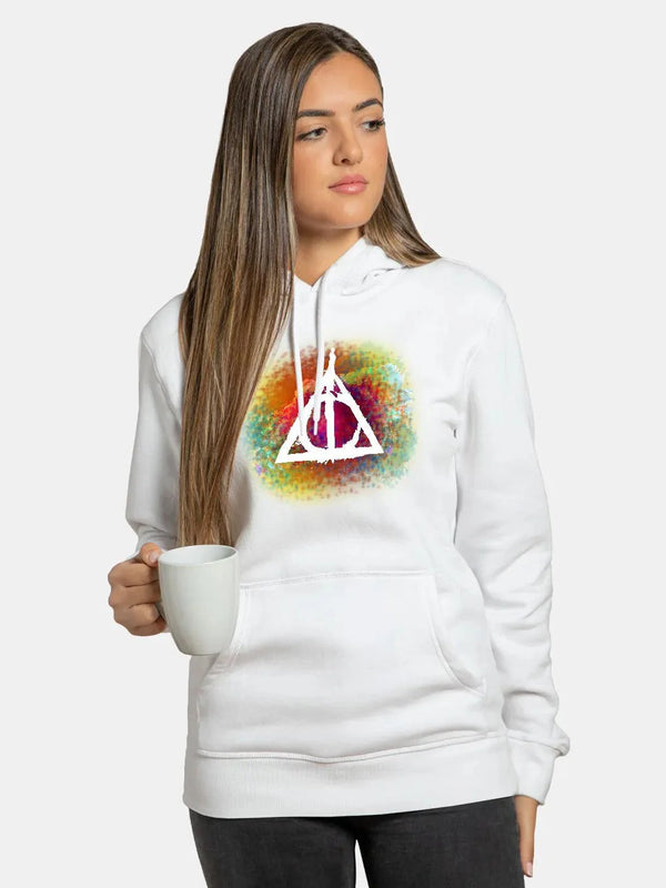 The Deathly Hallows Colorful Womens White Hoodie - ThePeppyStore