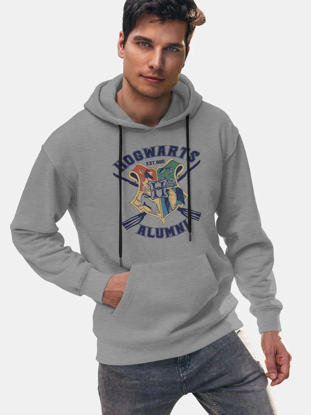 Hogwarts Sigil Mens Grey Hoodie - ThePeppyStore