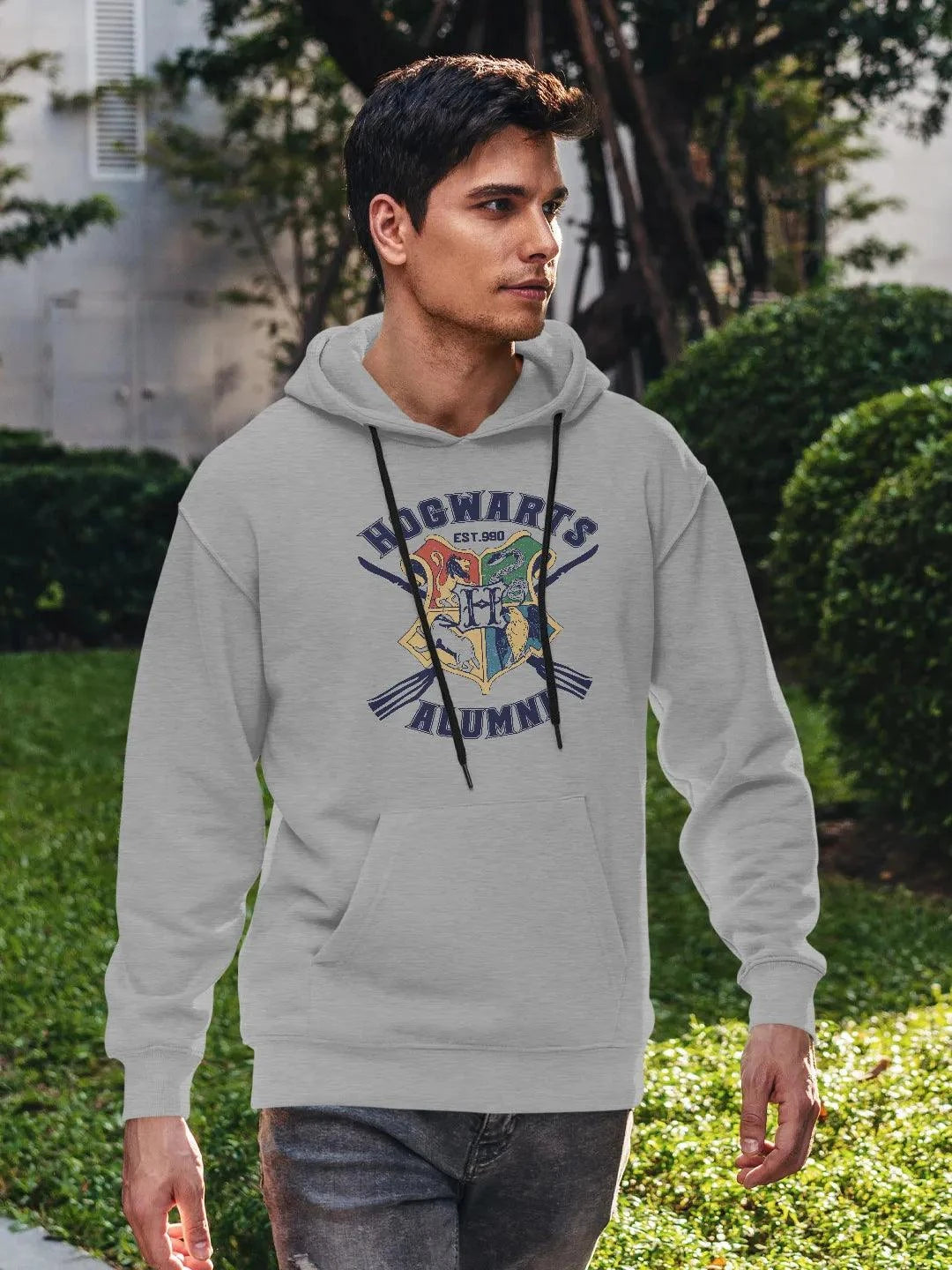 Hogwarts Sigil Mens Grey Hoodie - ThePeppyStore