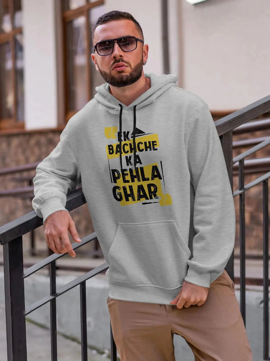 Shehzada Pehla Ghar - Grey Mens Hoodie - ThePeppyStore