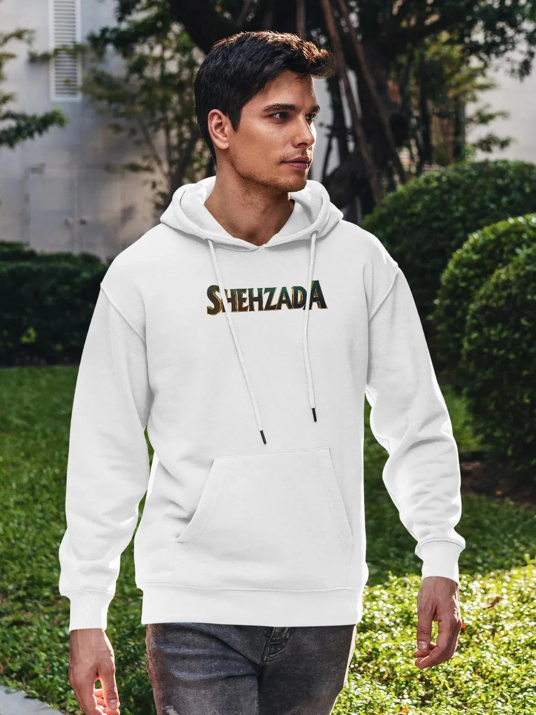 Shehzada Primary Logo White Mens Hoodie - ThePeppyStore