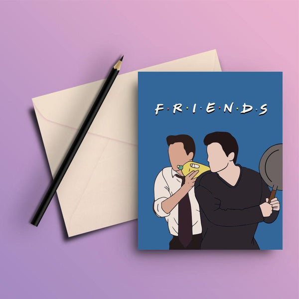 FRIENDS FUNNY PEN FIGHT GREETING CARD - ThePeppyStore