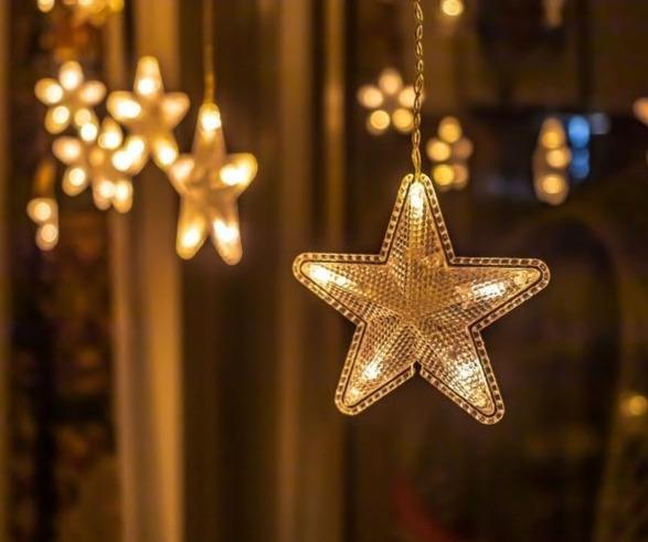 Star Curtain String Lights | 20 Stars | Warm White LED - ThePeppyStore